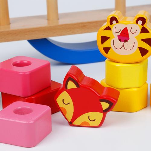 宝宝木制玩具1-3岁以下宝宝儿童动物翘翘板层层叠积木益智玩具【产品
